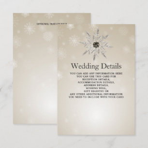 Recepción Tarjeta de detalles de boda de invierno de copos d