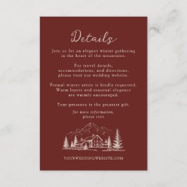 Recepción Tarjeta de Detalles de Boda de Invierno de Pino Bo