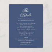 Tarjeta de Detalles de Boda de Invierno en Azul Ma