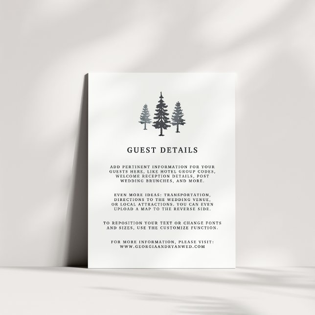 Recepción Tarjeta de detalles de Boda de Invierno Forestal (Subido por el creador)