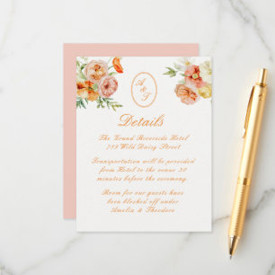 Recepción Tarjeta de Detalles de Boda de Jardín de Verano Ra