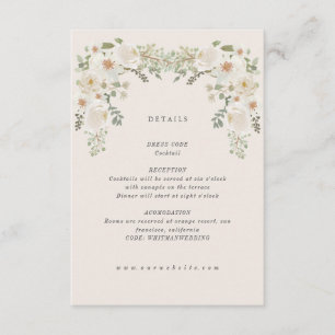 Recepción Tarjeta de detalles de boda de jardín floral marfi