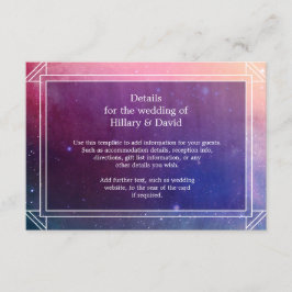 Recepción Tarjeta de detalles de Boda de las nubes nebulosas