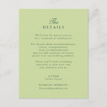 Tarjeta de Detalles de Boda de Lirio Verde Pistach