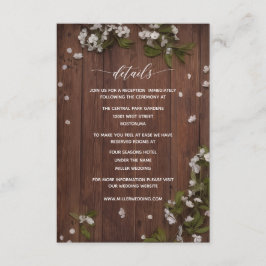 Recepción Tarjeta de detalles de boda de madera floral rústi