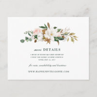 Tarjeta de Detalles de Boda de Magnolia con Acuare