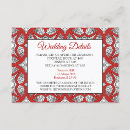 Recepción Tarjeta de detalles de Boda de Mandala negra y roj