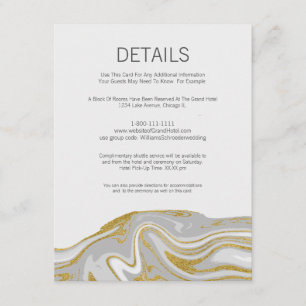 Recepción Tarjeta de detalles de Boda de mármol y oro modern