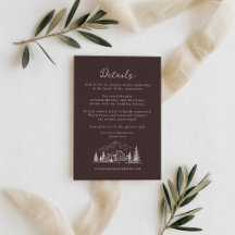 Tarjeta de Detalles de Boda de Montaña en Espresso