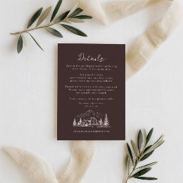 Recepción Tarjeta de Detalles de Boda de Montaña en Espresso