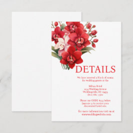 Recepción Tarjeta de Detalles de Boda de Orquídeas Rojas