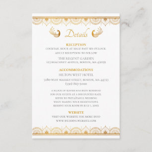Recepción Tarjeta de detalles de Boda de patrón étnico de or