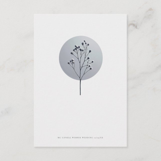 Recepción Tarjeta de detalles de boda de ramita nevada (Reverso)