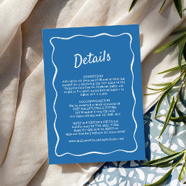 Recepción Tarjeta de Detalles de Boda de Rayas Retro Azules