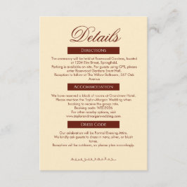 Recepción Tarjeta de Detalles de Boda de Romance Clásico