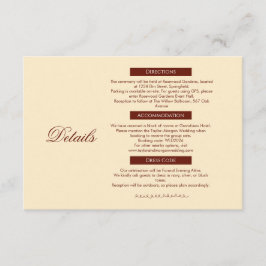 Recepción Tarjeta de Detalles de Boda de Romance Clásico