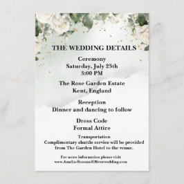 Recepción Tarjeta de Detalles de Boda de Rosa Elegante