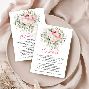 Recepción Tarjeta de Detalles de Boda de Rosas Delicadas de 