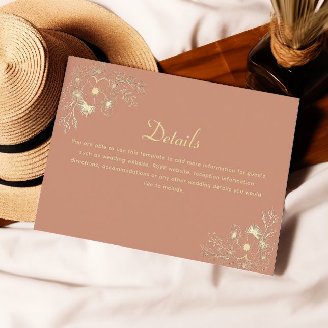 Recepción Tarjeta de Detalles de Boda de Terracota (Subido por el creador)