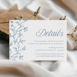 Recepción Tarjeta de detalles de boda de toile azul