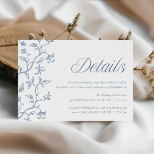 Recepción Tarjeta de detalles de boda de toile azul