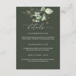 Recepción Tarjeta de detalles de boda de vegetación y oro