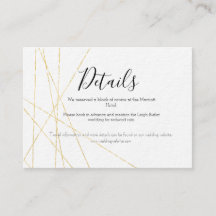 Tarjeta de Detalles de Boda Dorada Elegante