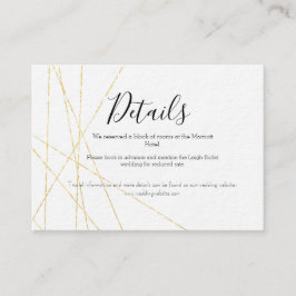 Recepción Tarjeta de Detalles de Boda Dorada Elegante