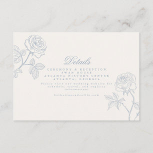 Recepción Tarjeta de Detalles de Boda Dusty Blue Rococó