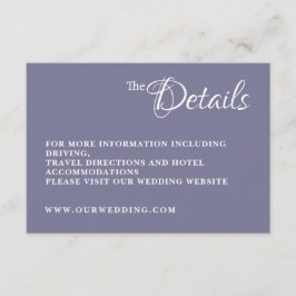 Recepción Tarjeta de Detalles de Boda Dusty Lavender