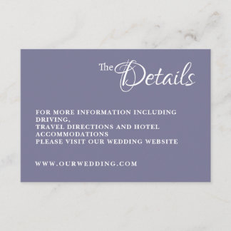 Recepción Tarjeta de Detalles de Boda Dusty Lavender