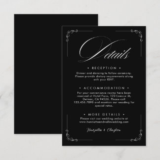 Recepción Tarjeta de Detalles de Boda Elegancia Atemporal Ne