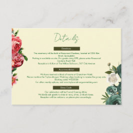 Recepción Tarjeta de Detalles de Boda Elegancia Botánica