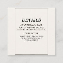 Tarjeta de detalles de boda elegante al estilo Old