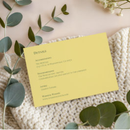 Recepción Tarjeta de Detalles de Boda Elegante Amarillo Suav