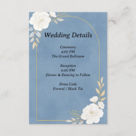 Recepción Tarjeta de Detalles de Boda Elegante Azul Polvorie