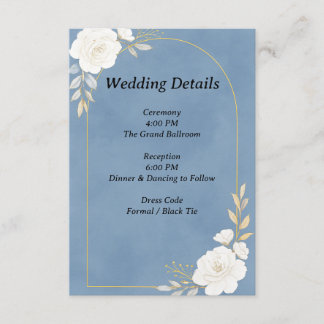 Recepción Tarjeta de Detalles de Boda Elegante Azul Polvorie