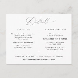 Recepción Tarjeta de detalles de boda elegante con caligrafí