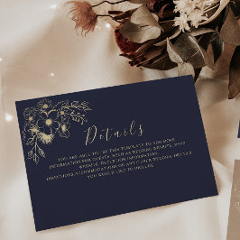 Recepción Tarjeta de Detalles de Boda Elegante con Flores de