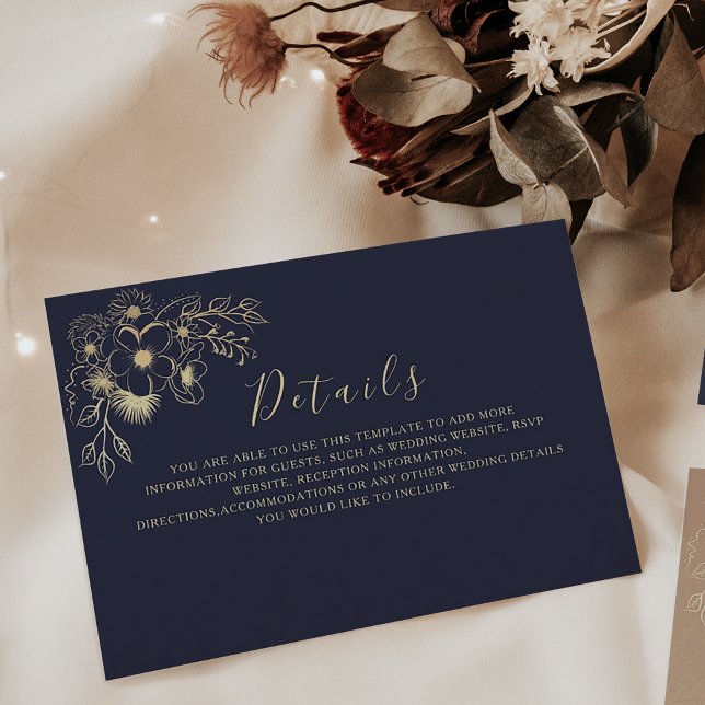 Recepción Tarjeta de Detalles de Boda Elegante con Flores de (Subido por el creador)