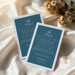 Recepción Tarjeta de detalles de boda elegante con raya azul