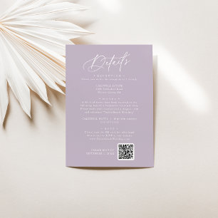 Recepción Tarjeta de Detalles de Boda Elegante Encanto Lavan