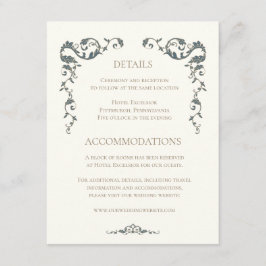 Recepción Tarjeta de Detalles de Boda Elegante y Ornata