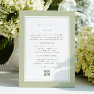Recepción Tarjeta de Detalles de Boda Elegantes Rayas Sage