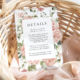 Recepción Tarjeta de Detalles de Boda Elegantes Rosas Rosada