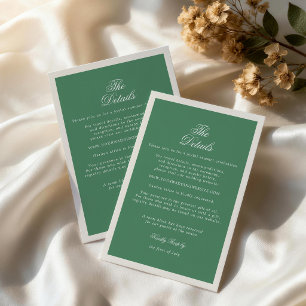 Recepción Tarjeta de detalles de boda en el club de tenis ve
