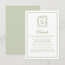 Tarjeta de Detalles de Boda en Jardín Verde Salvia