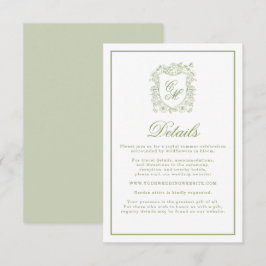 Recepción Tarjeta de Detalles de Boda en Jardín Verde Salvia