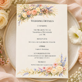 Recepción Tarjeta de Detalles de Boda en Prado de Flores Sil