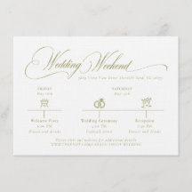 Tarjeta de Detalles de Boda en Verde Oliva